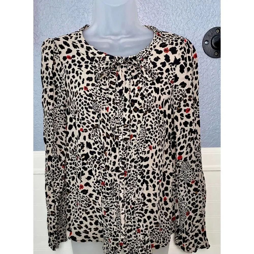 Sanctuary Leopard Print Long Sleeve Blouse